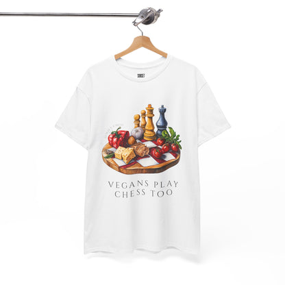 Vegan Chess - White Tee - Unisex Heavy Cotton Tee