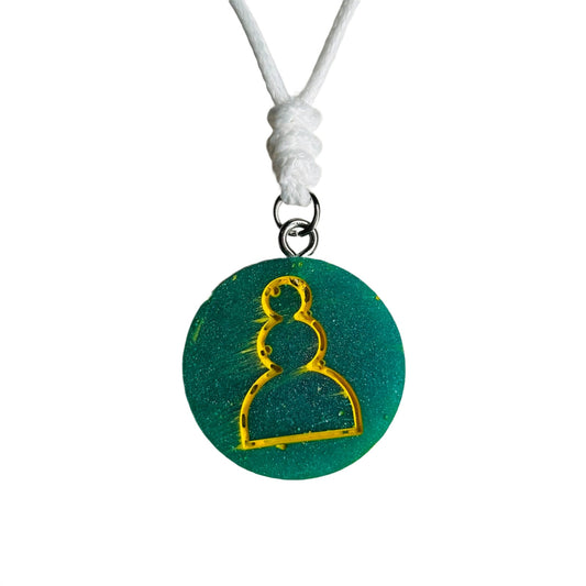 Splendid Green Pawn - Handmade Resin Chess Necklace