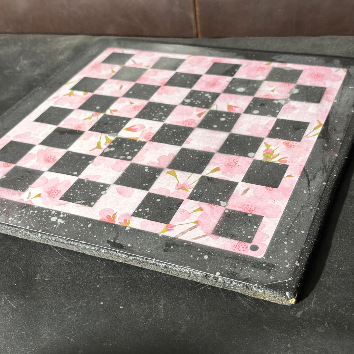 Soft Pink & Black - Scrapbook Chess Board