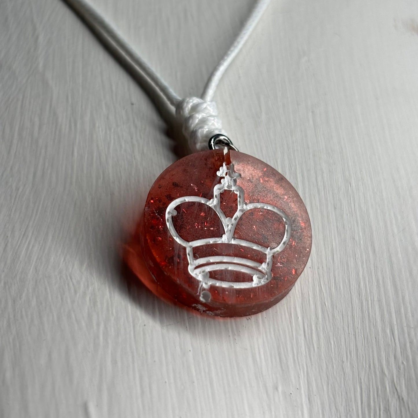 Crystal Red King - Handmade Resin Chess Necklace
