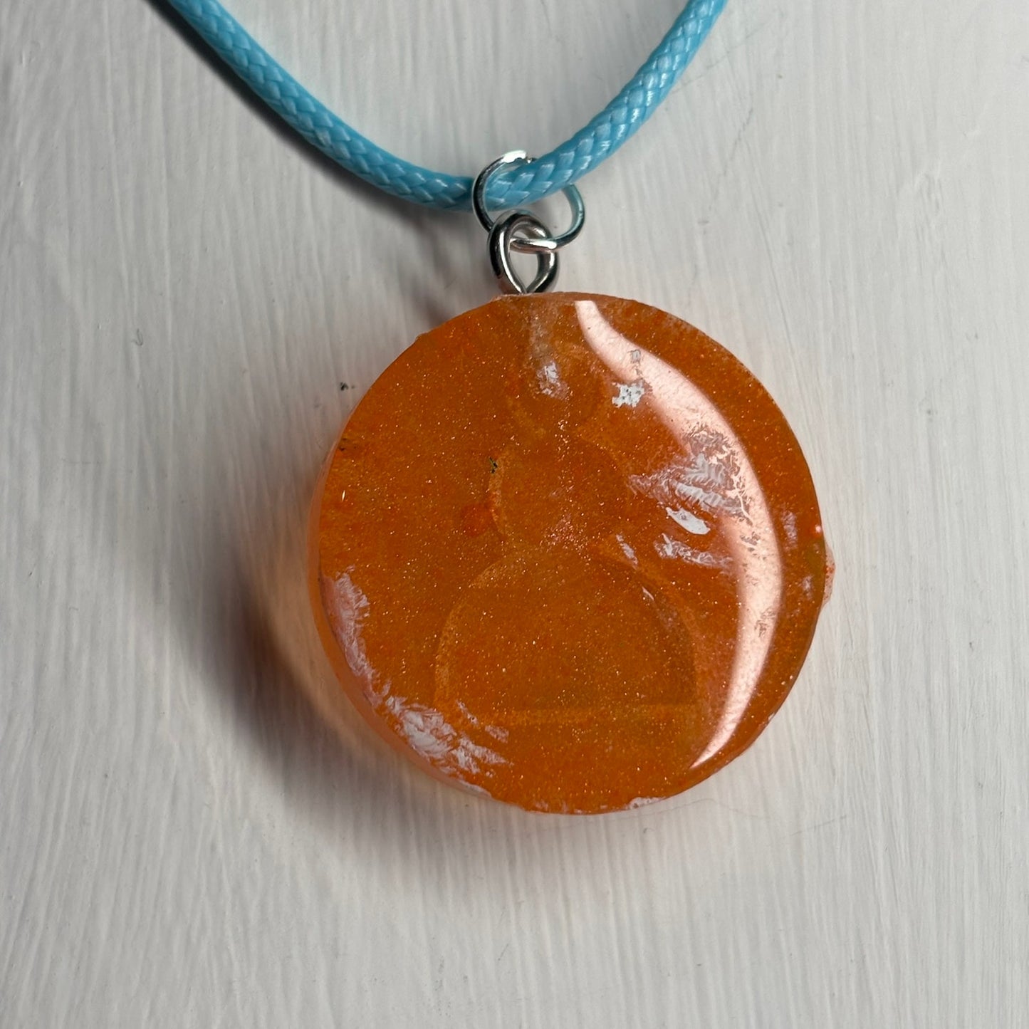 Orange/Blue Pawn - Handmade Resin Chess Necklace