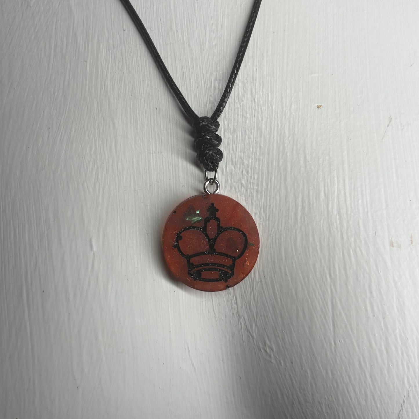 Dark Red King - Handmade Resin Chess Necklace