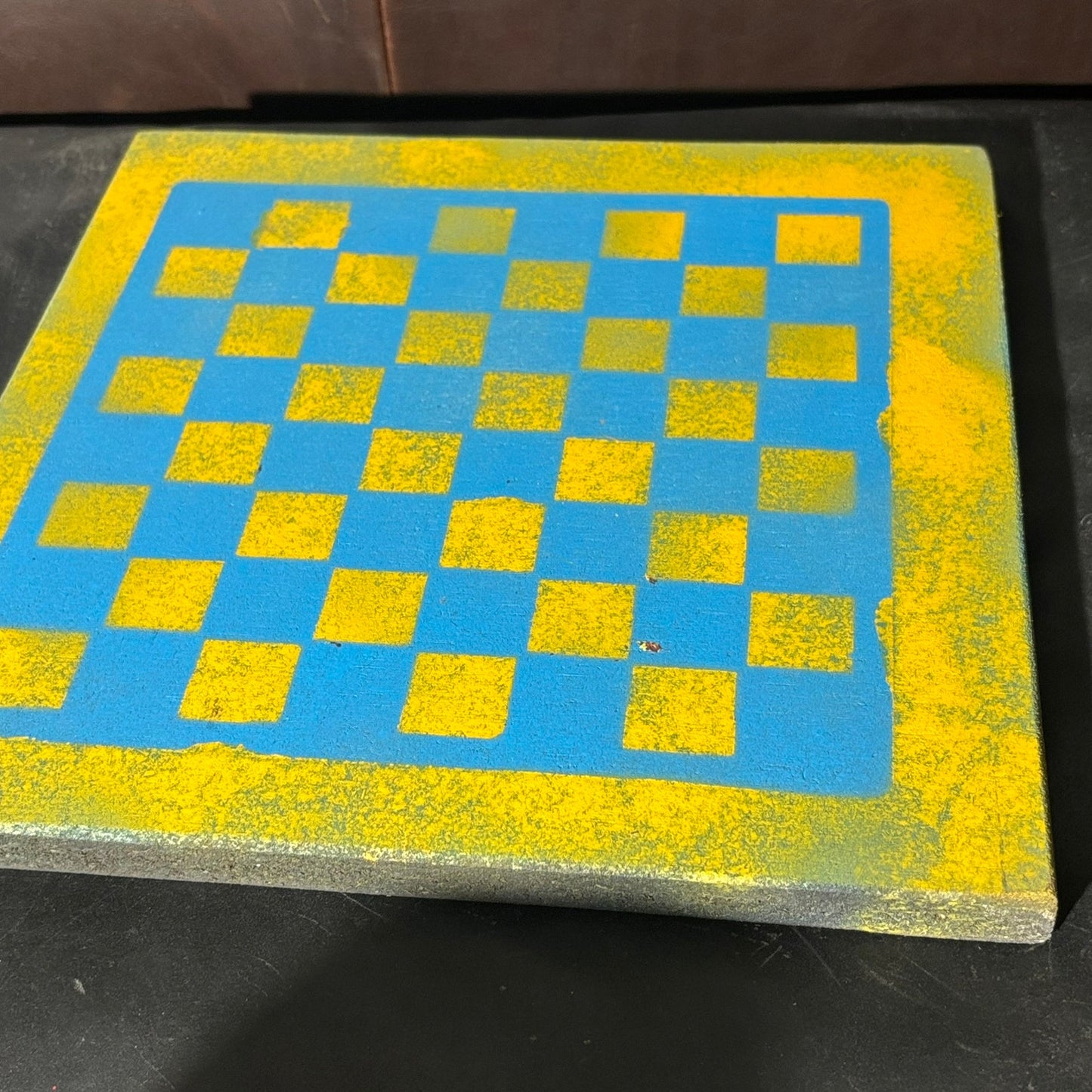 Blue Yellow - Painted Chess Board
