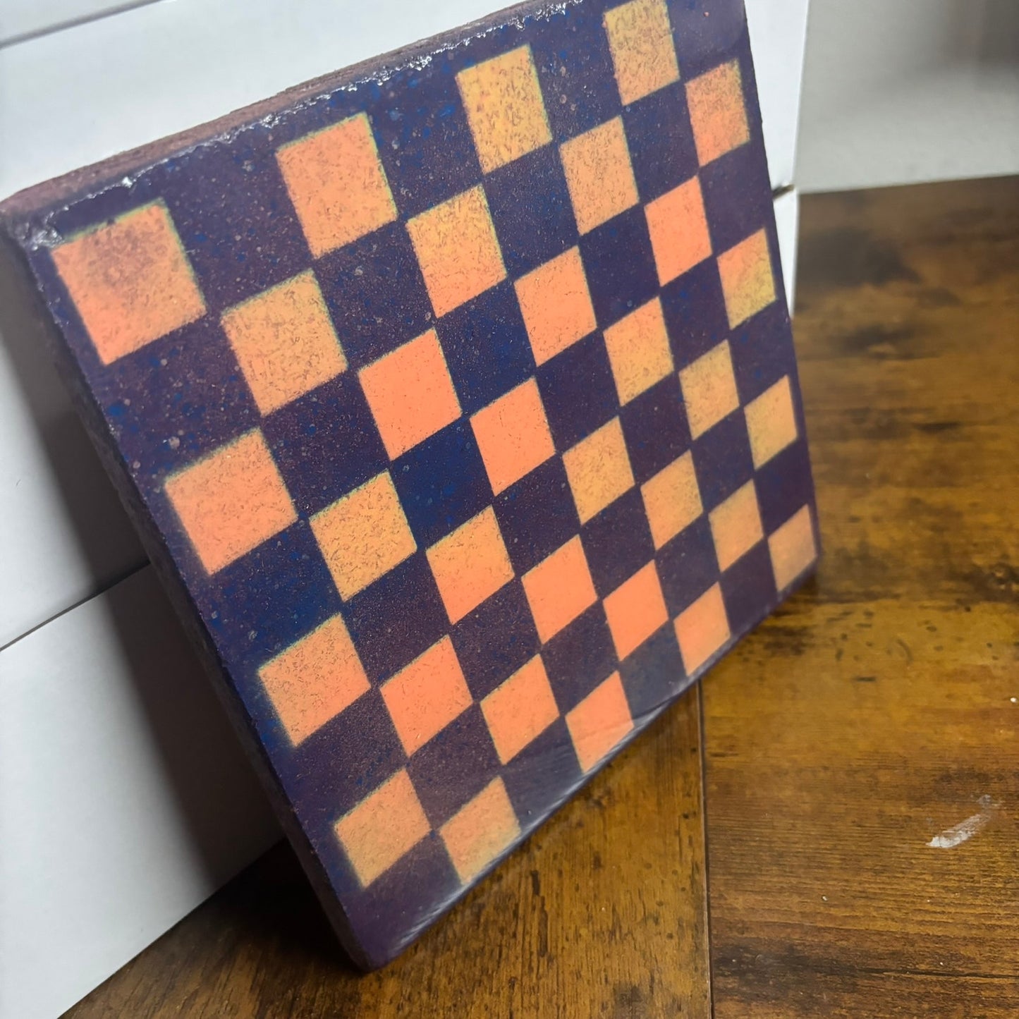 Purple & Orange - Resin Coated Chess Board