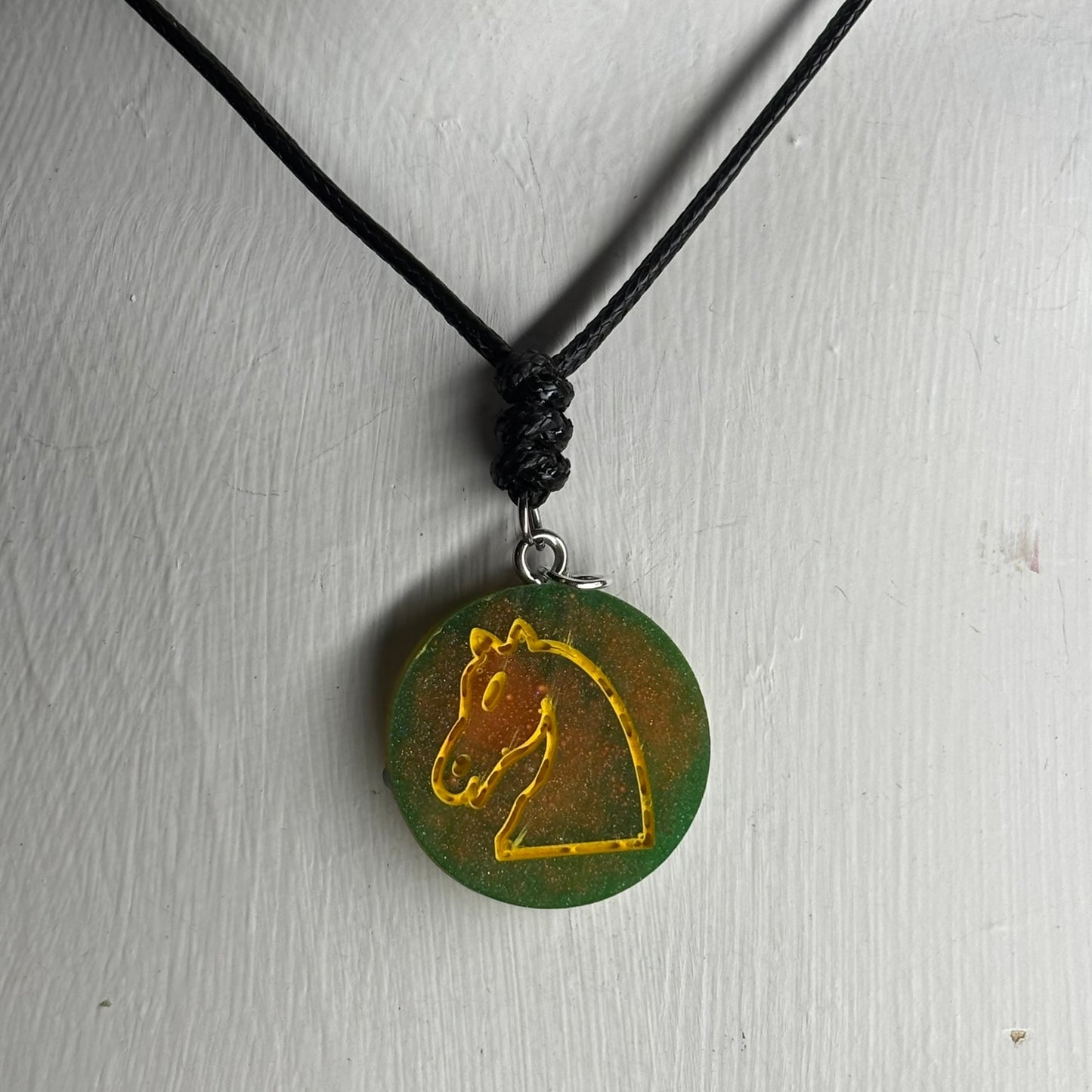 Green Mist Knight - Handmade Resin Chess Necklace