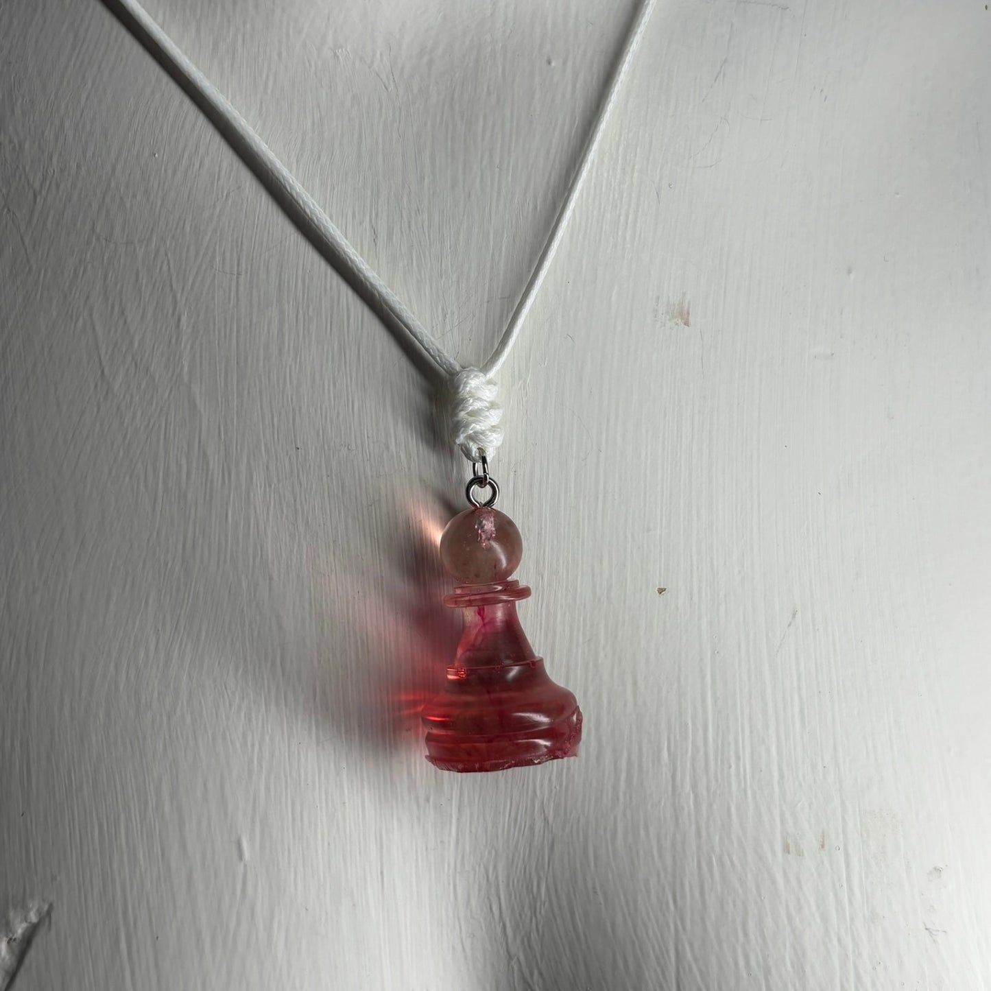 Red Swivel Pawn - Handmade Resin Chess Necklace