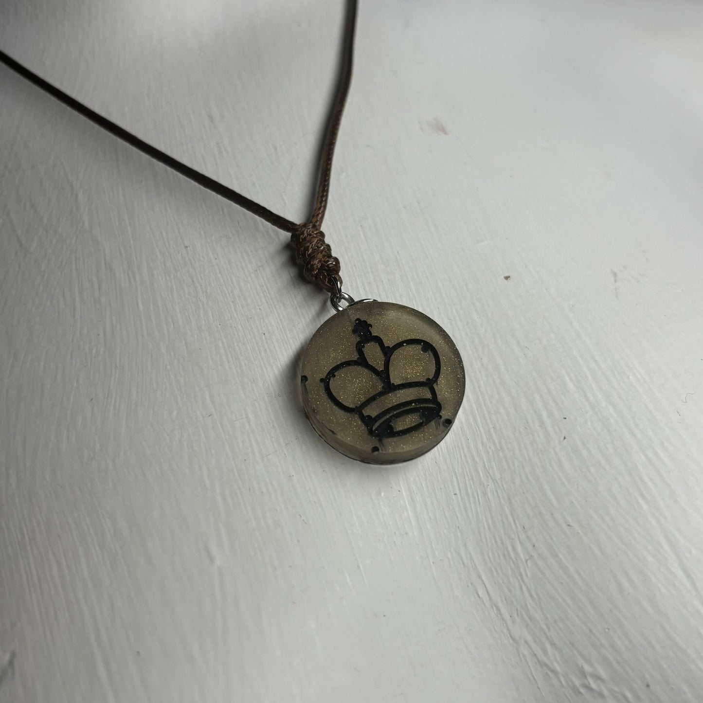 Simplistic Tan King - Handmade Resin Chess Necklace
