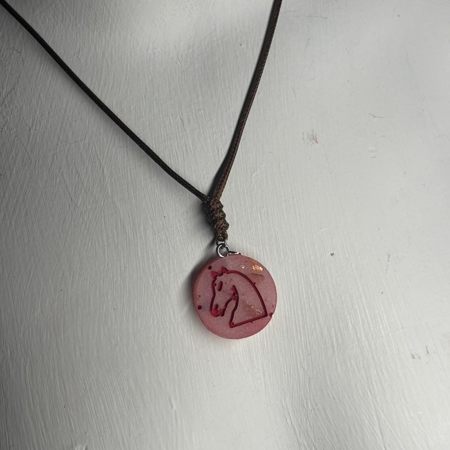 Crystal Red Knight - Handmade Resin Chess Necklace