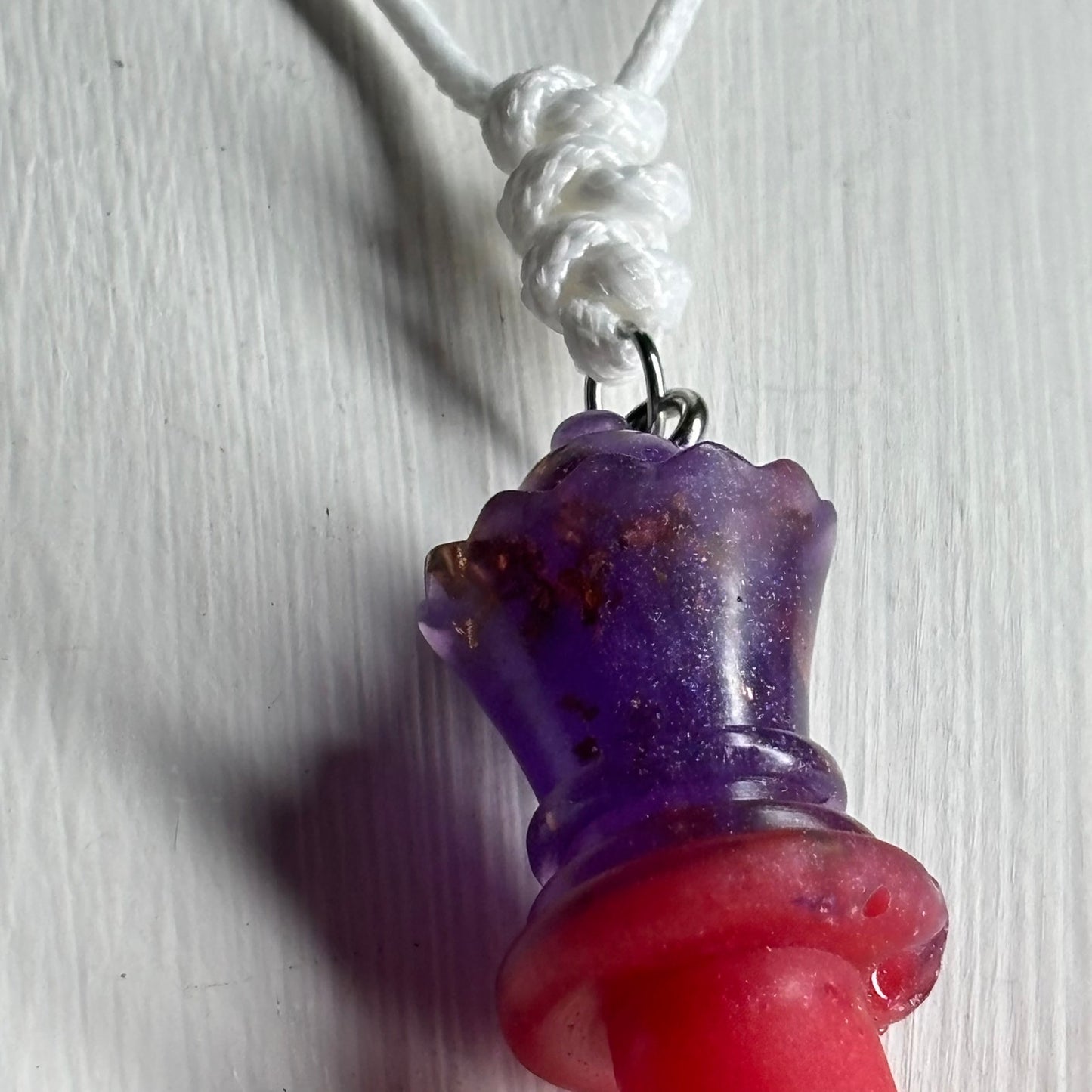 Purple & Red Queen - Handmade Resin Chess Necklace