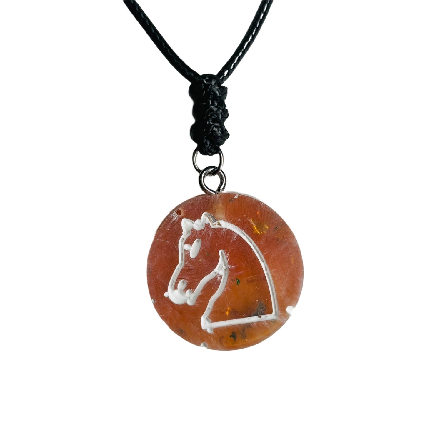 Orange Knight - Handmade Resin Chess Necklace