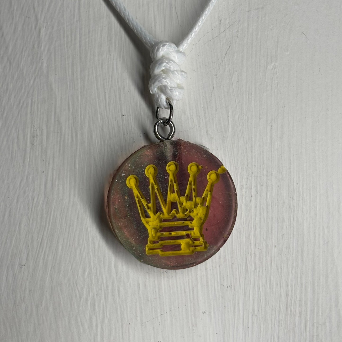 Yellow Print Queen - Handmade Resin Chess Necklace