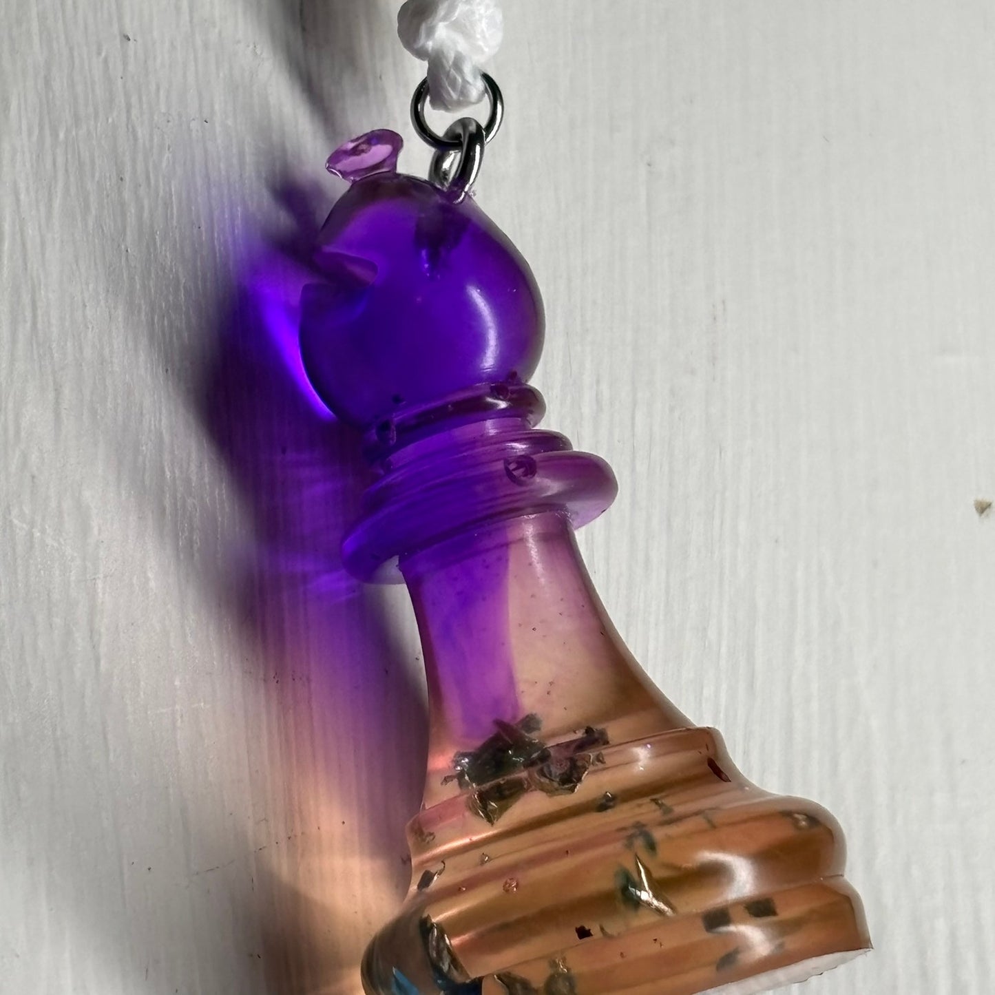Vintage Void Purple Bishop - Handmade Resin Chess Necklace