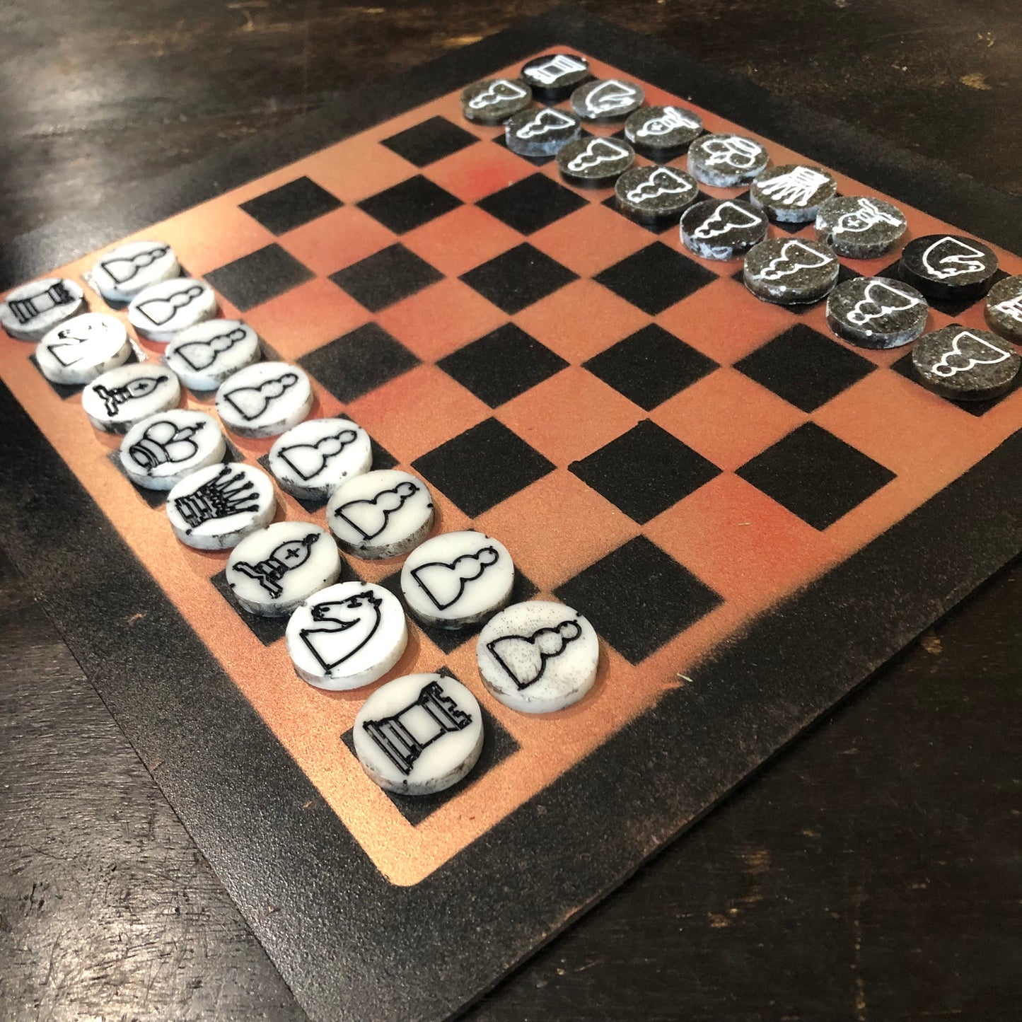 Chrome Orange - Painted Chess Set