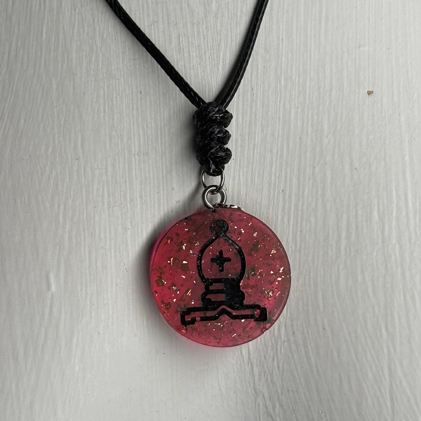 Sparkle Red Pawn - Handmade Resin Chess Necklace