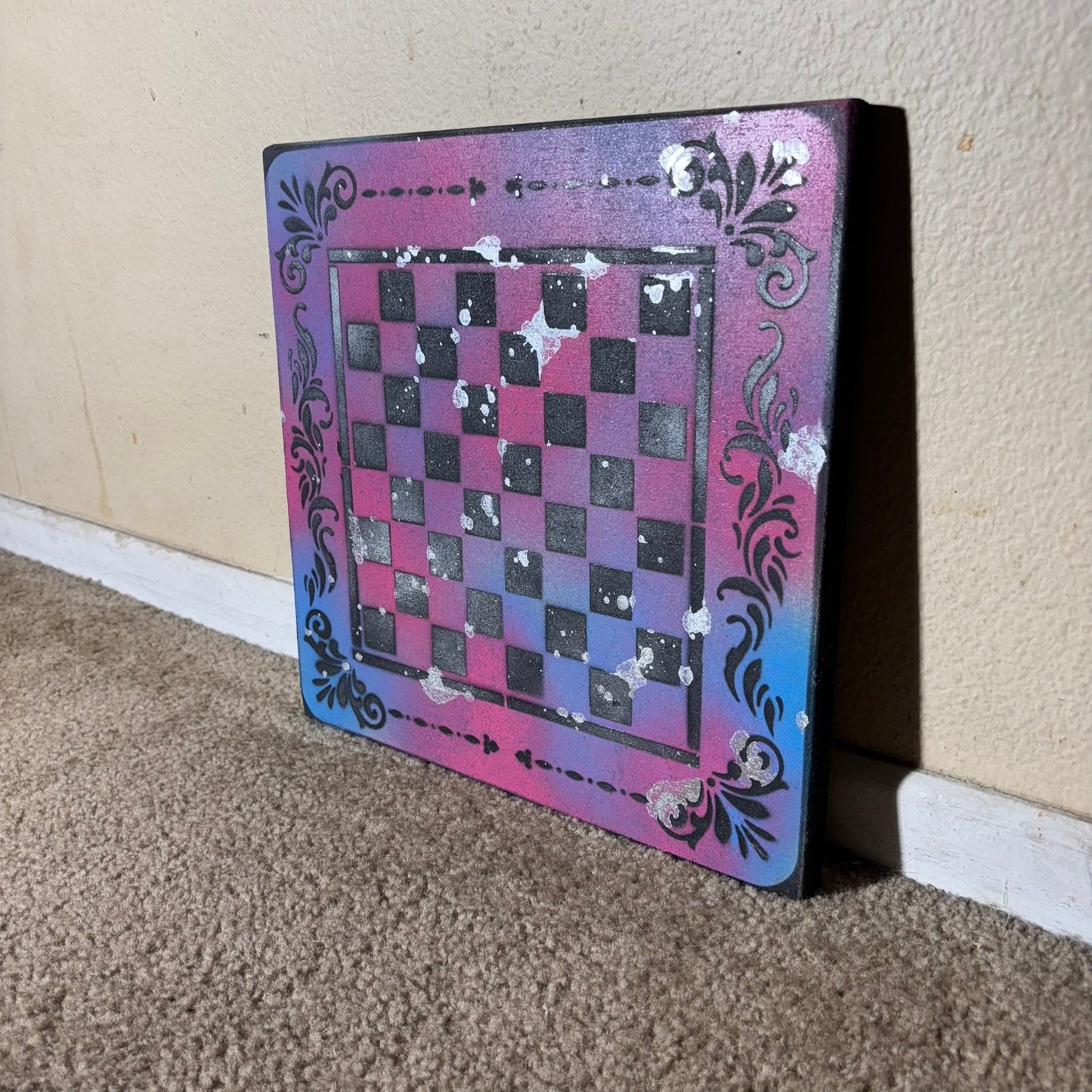 Space Purple  - Painted Chess Board