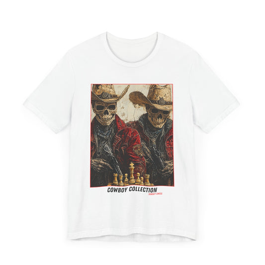 Skeleton Cowboys - Teal Blue Chess T Shirt