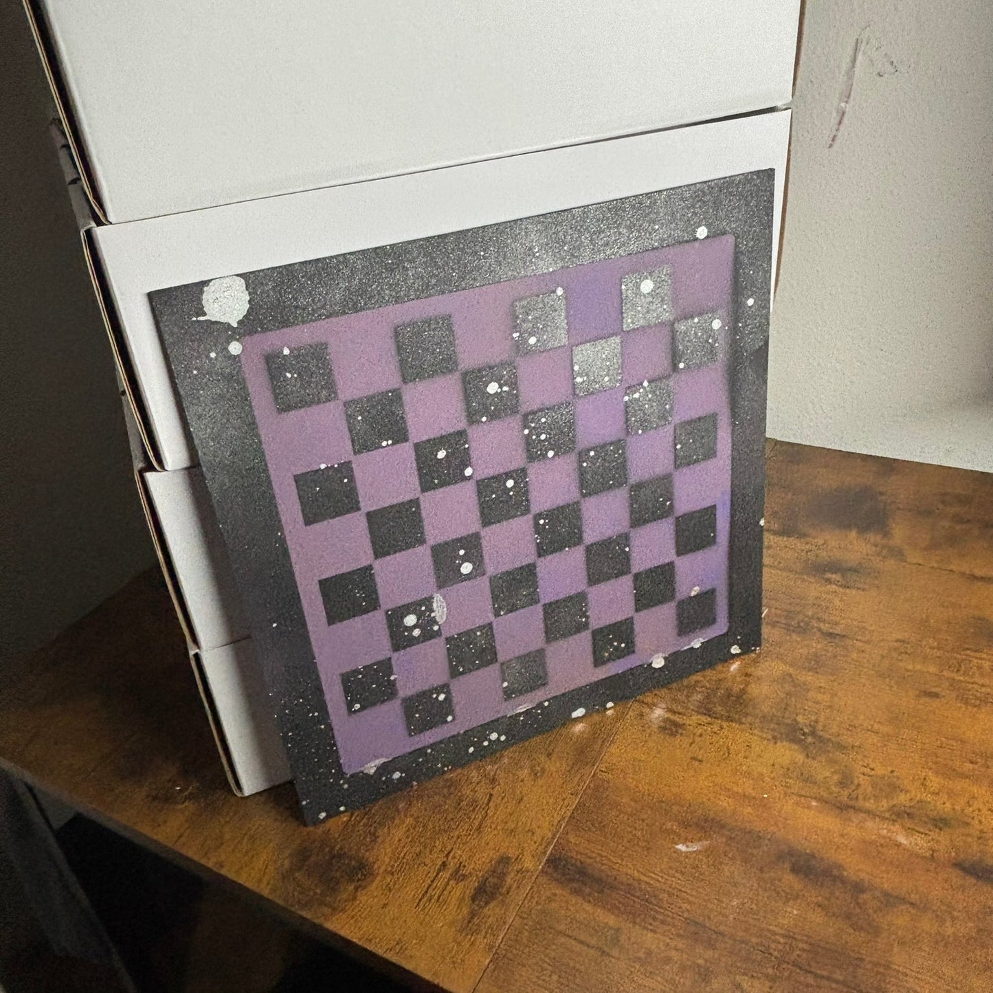 Black & Purple - Painted Chess Board