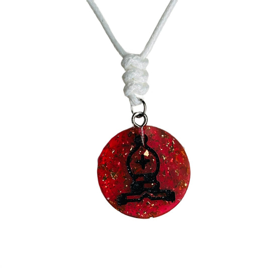 Red Crystal Bishop - Handmade Resin Chess Necklace