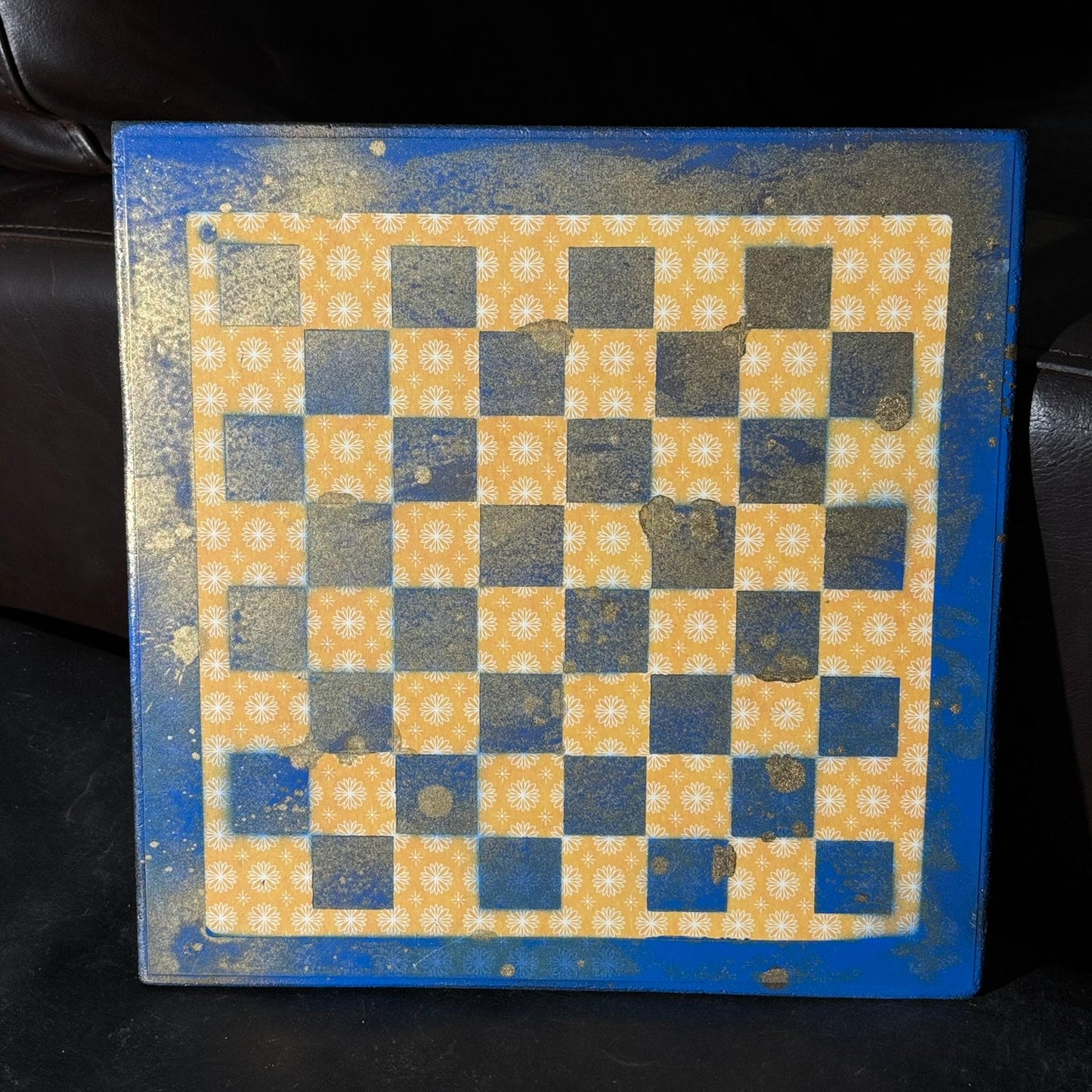 Blue & Yellow - Scrapbook Chess Board