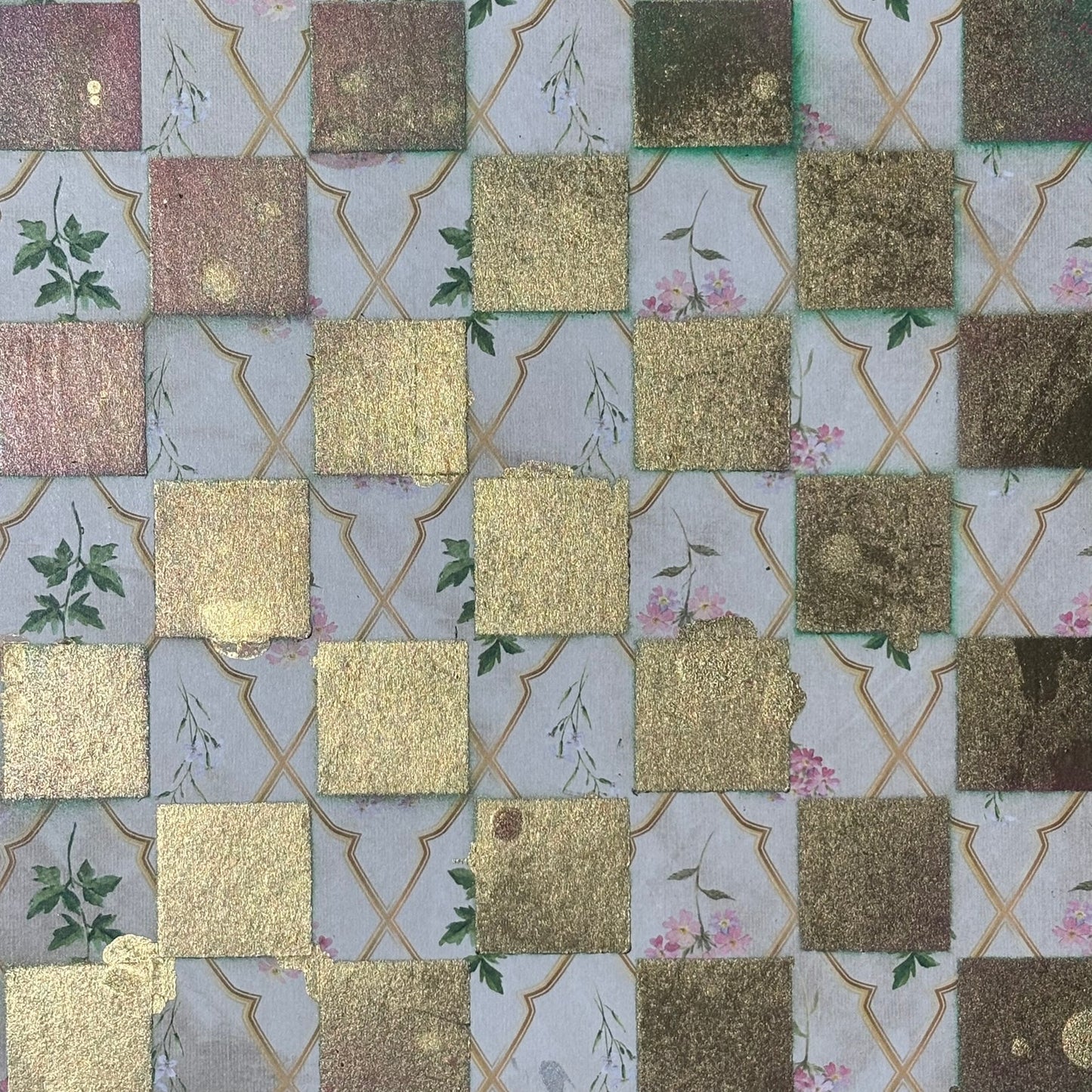 Pink/Green Golden Vintage - Scrapbook Chess Board