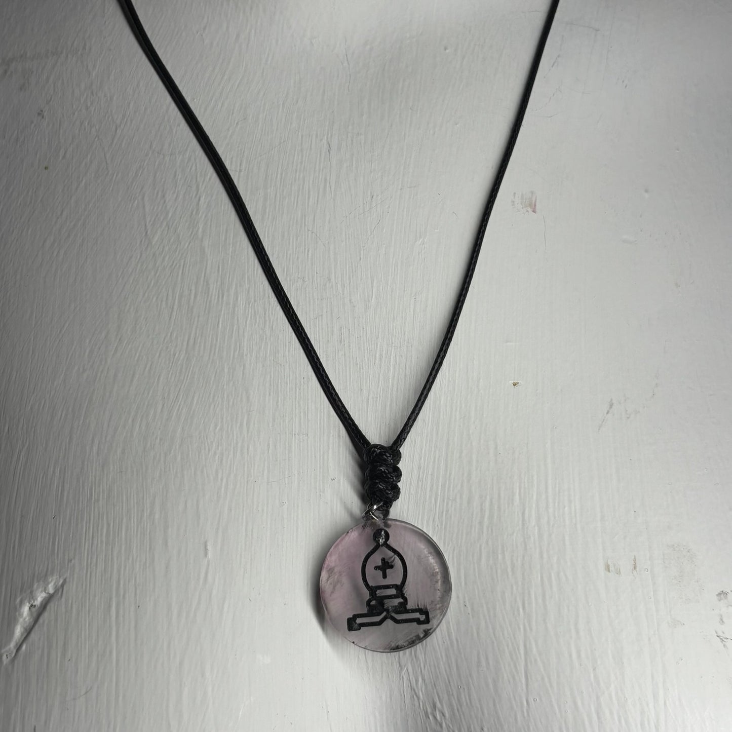 Translucent Bishop - Handmade Resin Chess Necklace - Flat Edition