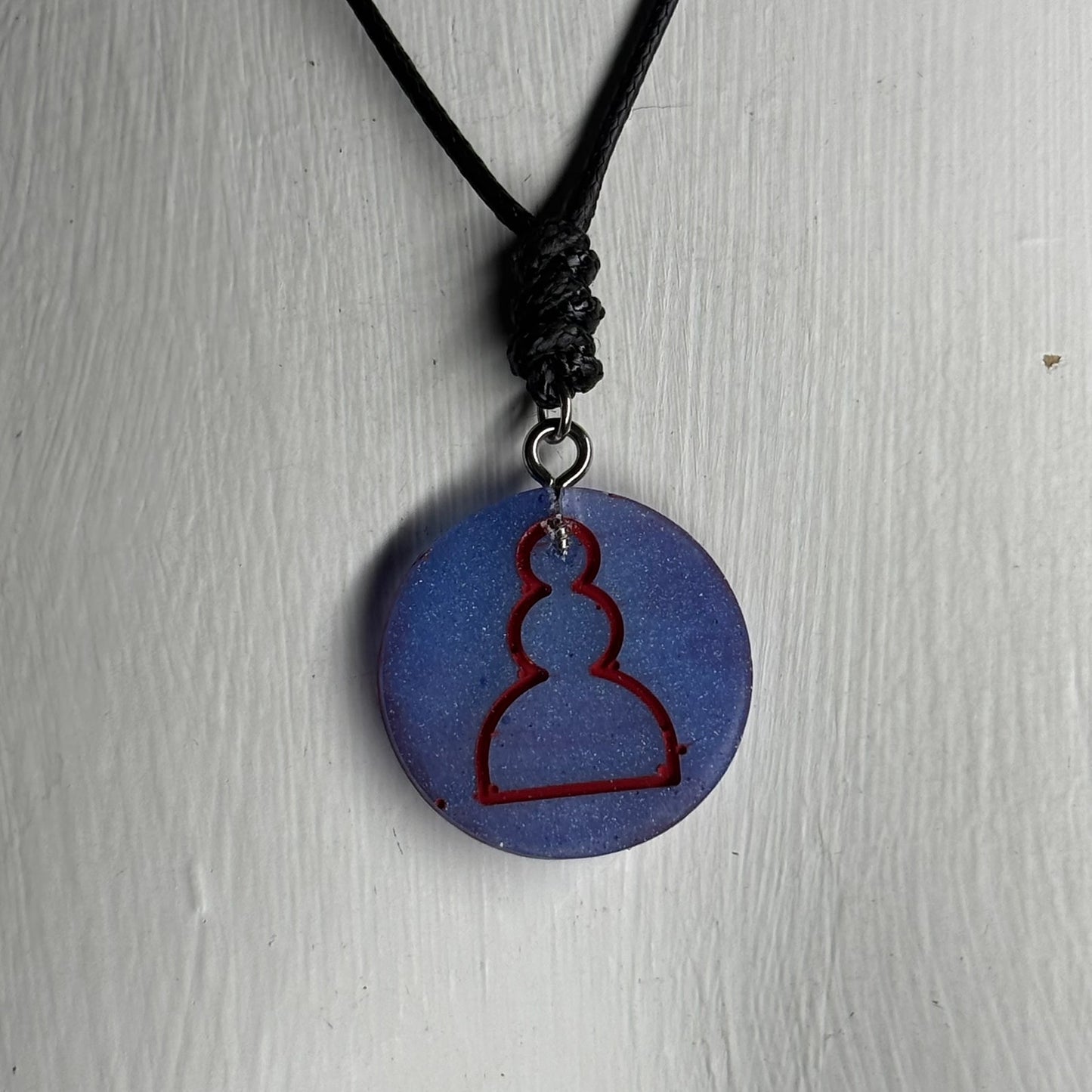 Blue Pawn - Handmade Resin Chess Necklace