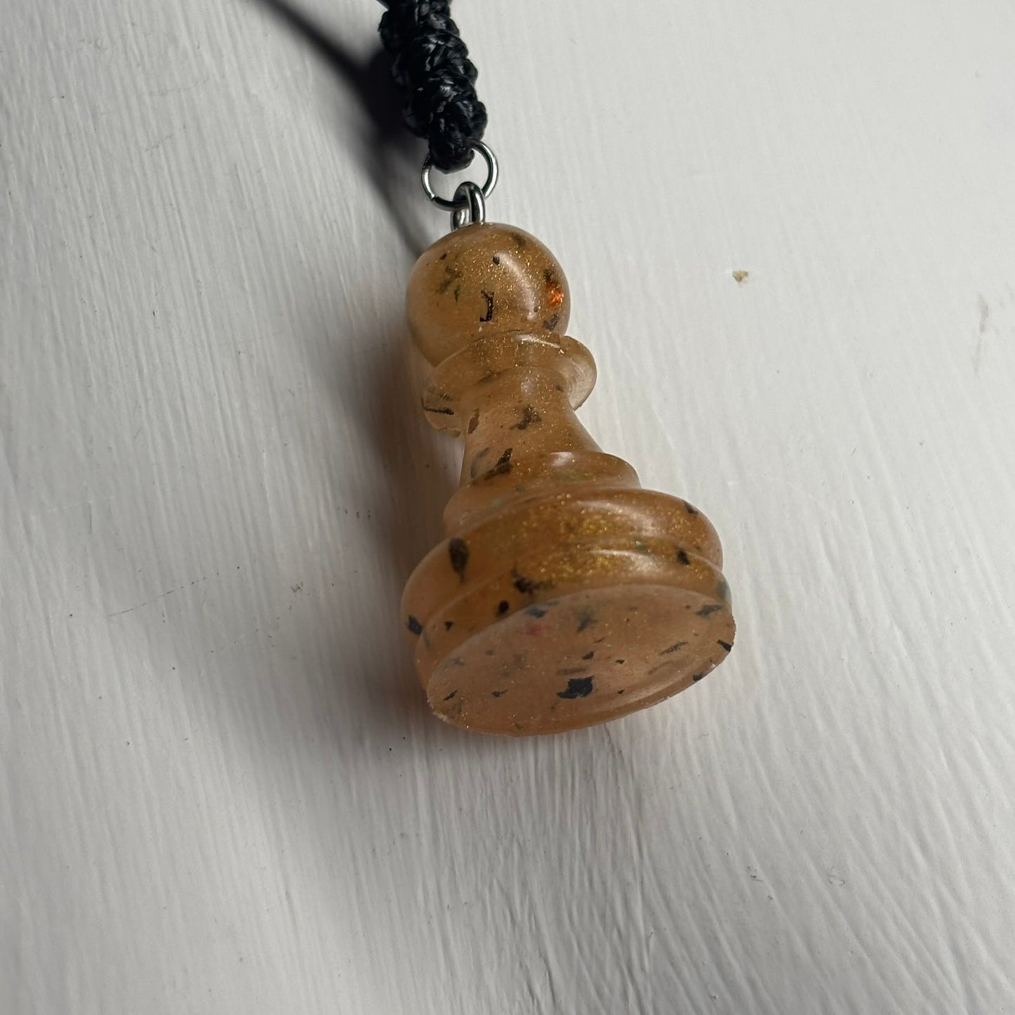 Spotted Gold Pawn - Handmade Resin Chess Necklace