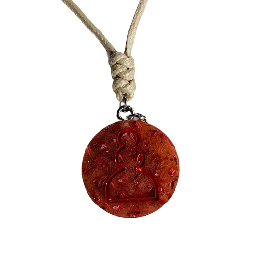 Fire Red Pawn - Handmade Resin Chess Necklace