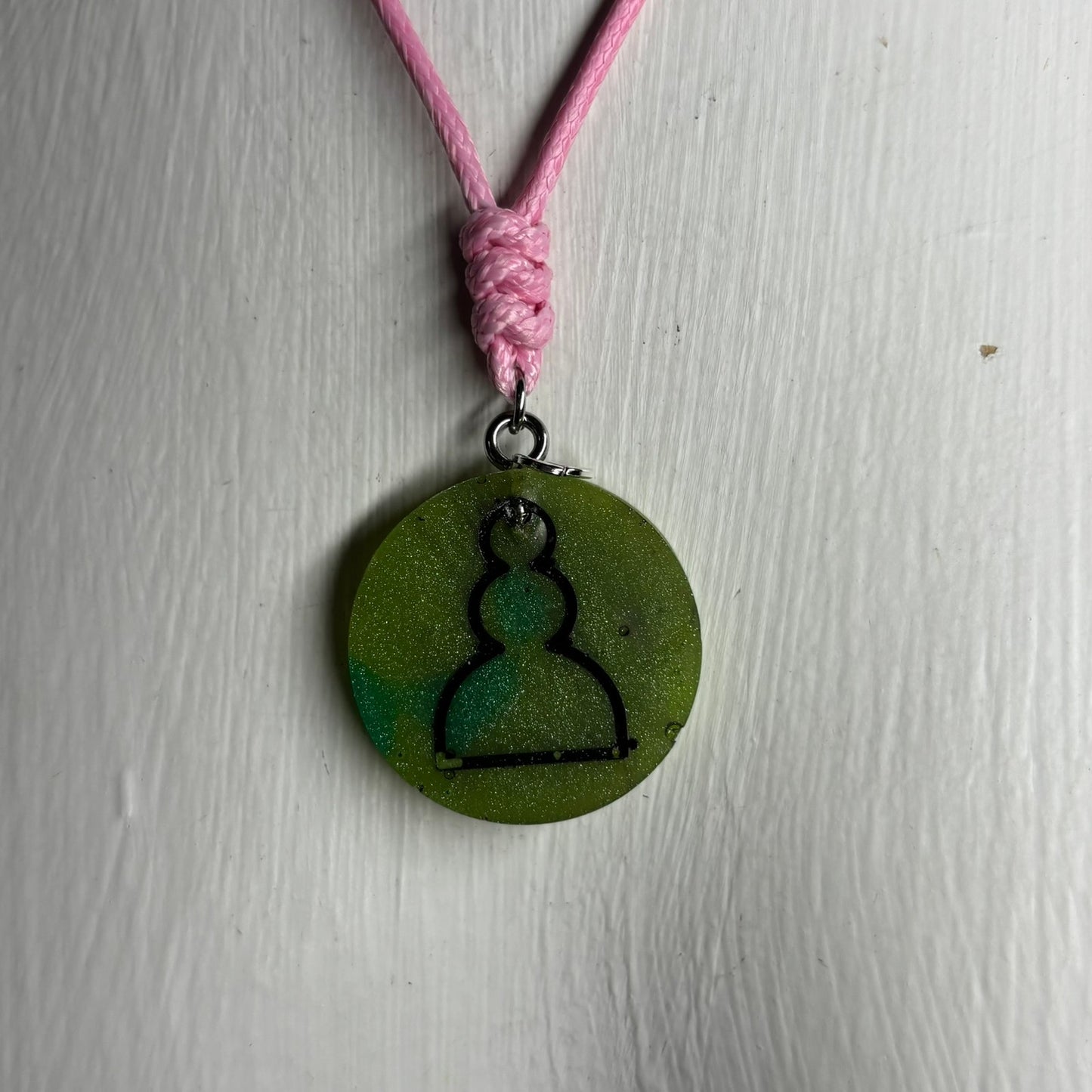 Green Solid Pawn - Handmade Resin Chess Necklace
