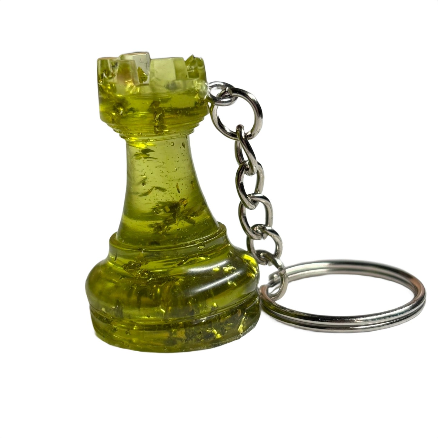 Lime Green Rook - Handmade Resin Keychain