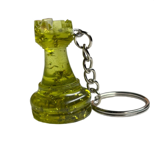 Lime Green Rook - Handmade Resin Keychain