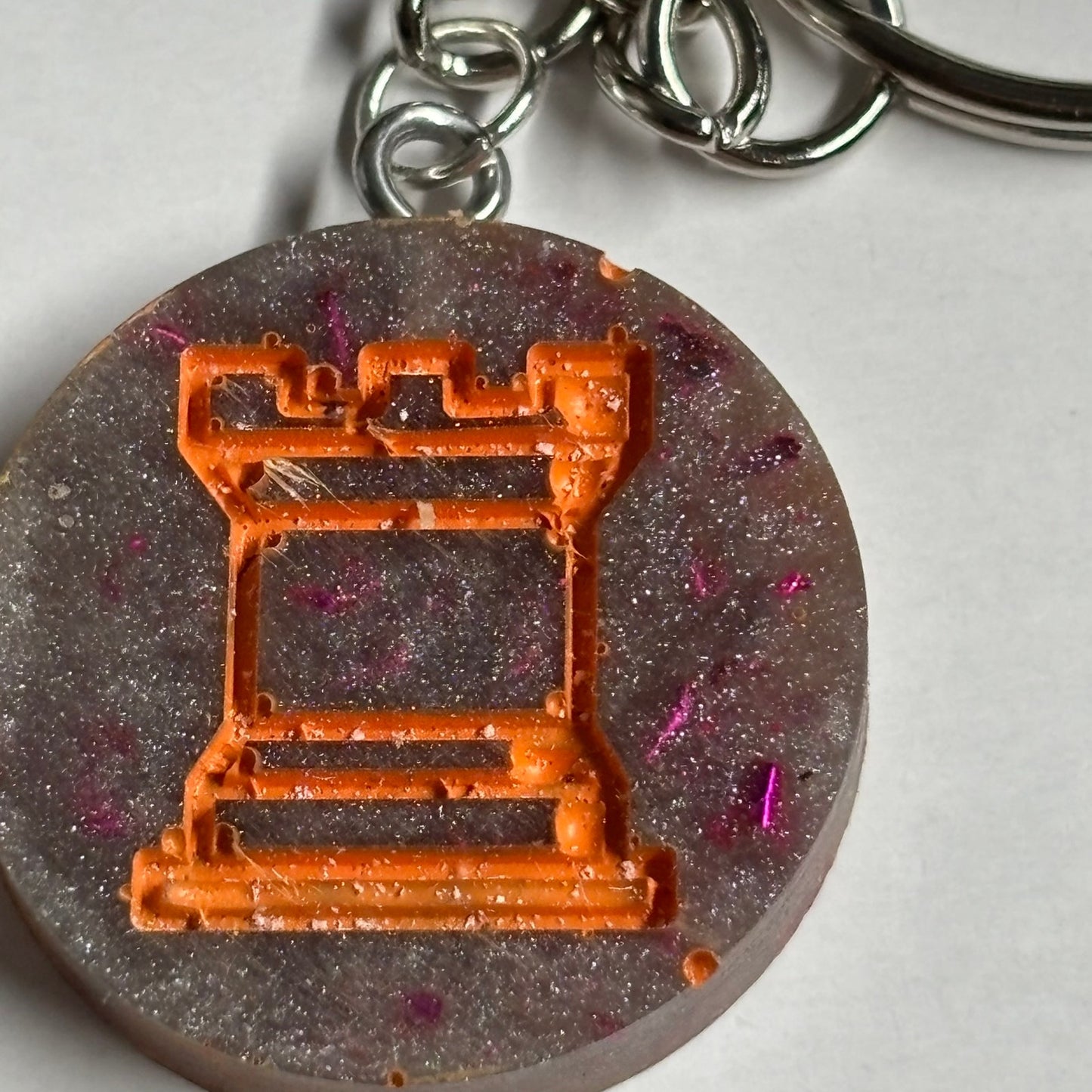 Purple Orange Rook - Handmade Resin Keychain