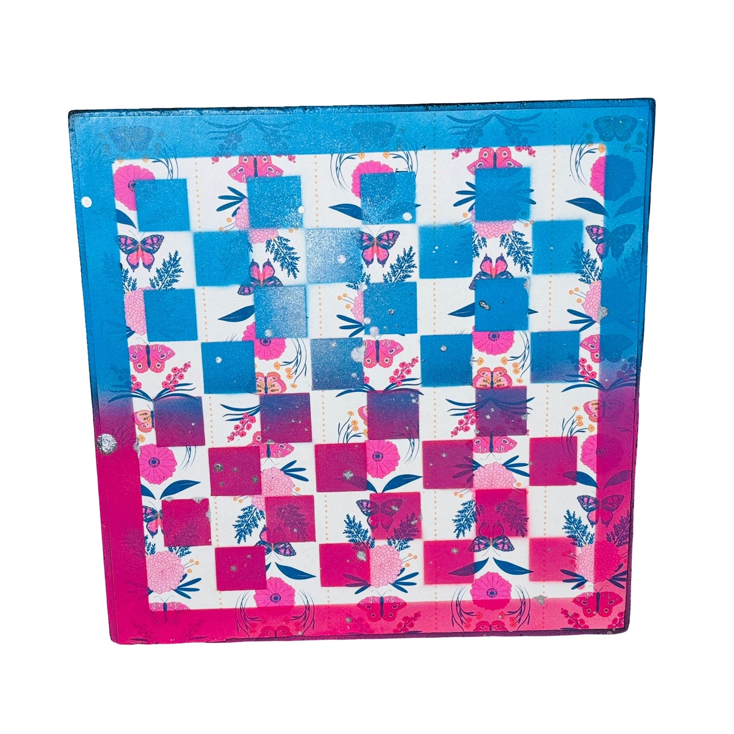 Blue & Pink Butterfly Mix - Scrapbook Chess Board