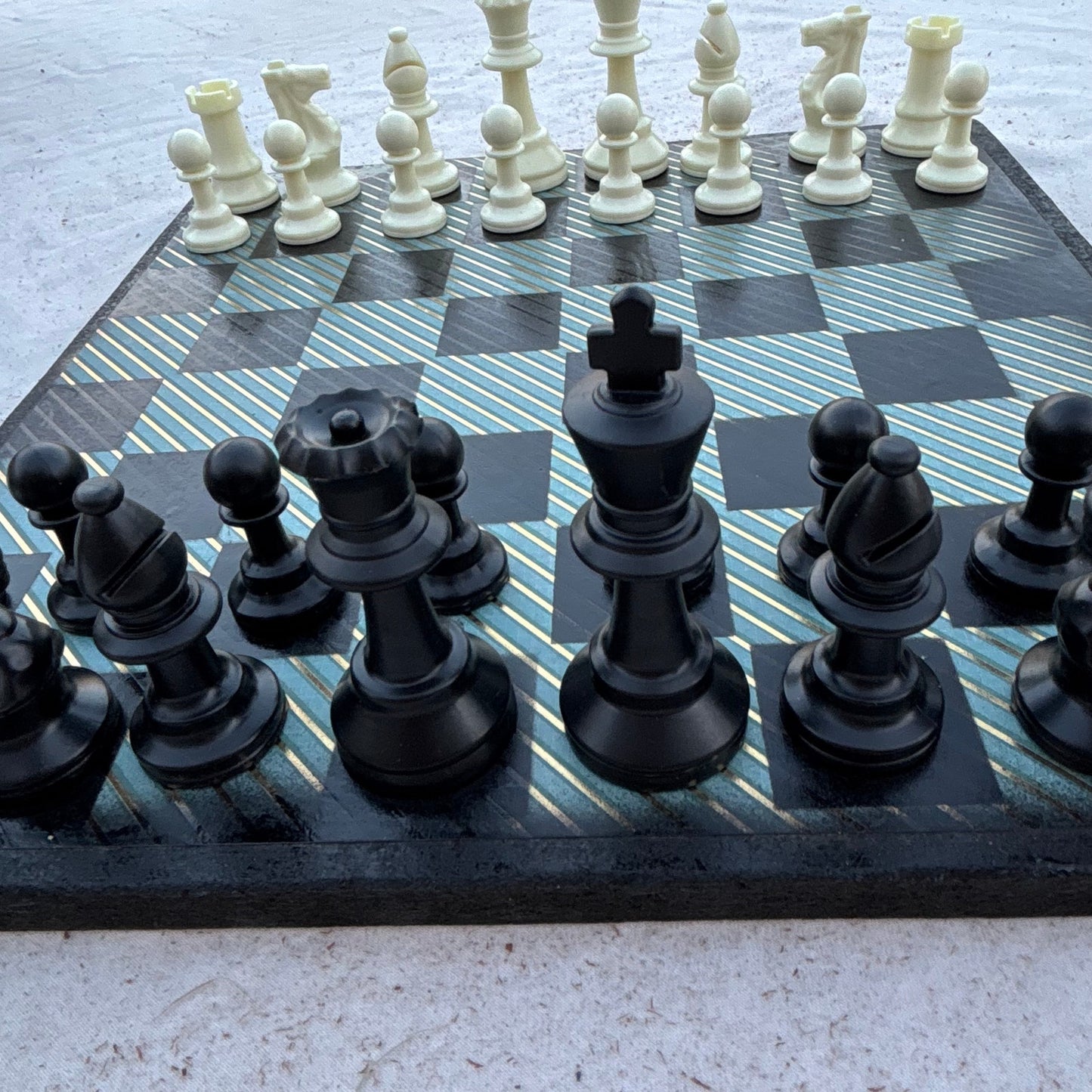 Green Vintage Lines - Scrapbook Chess Set