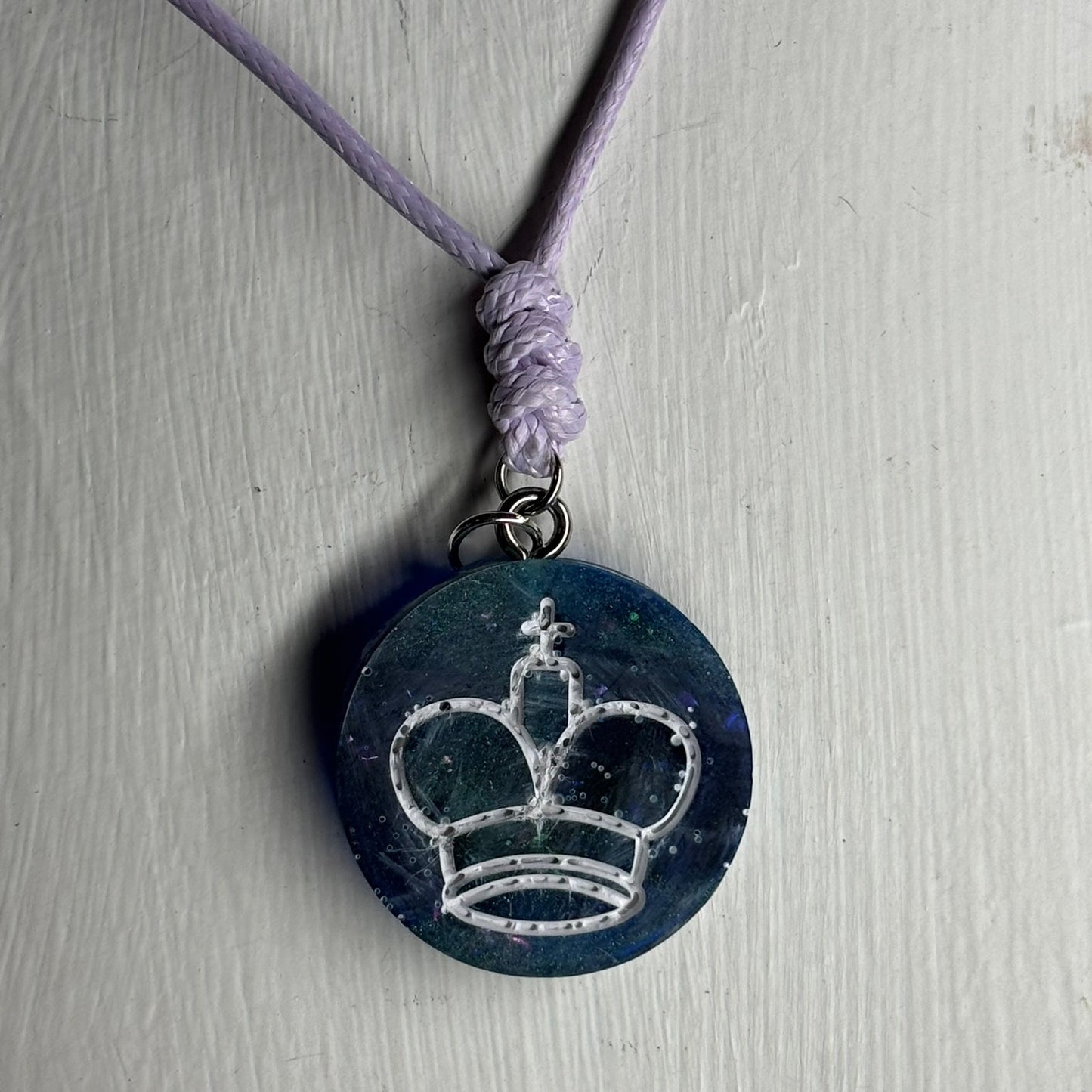 Blue King - Handmade Resin Chess Necklace
