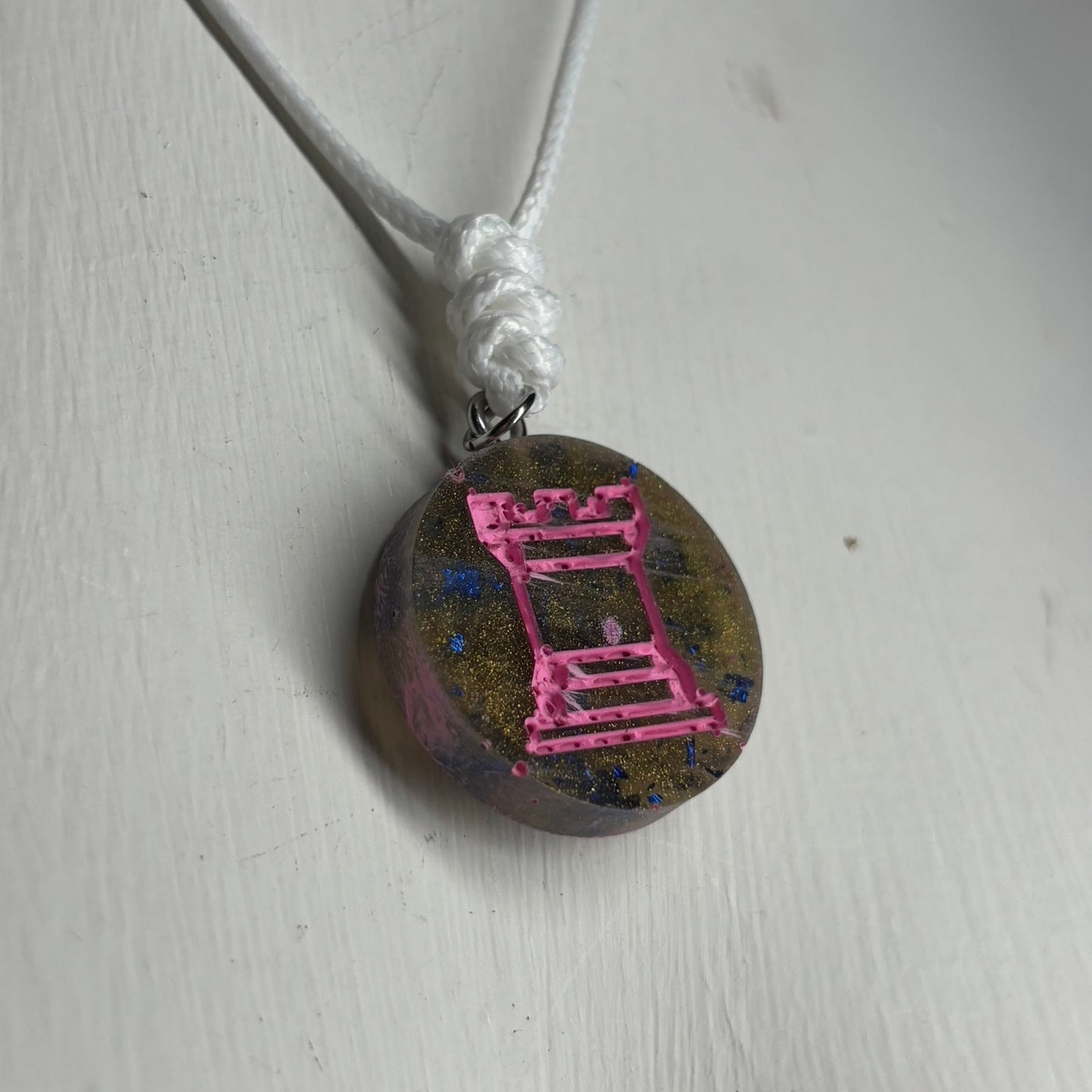 Classic Retro Rook - Handmade Resin Chess Necklace