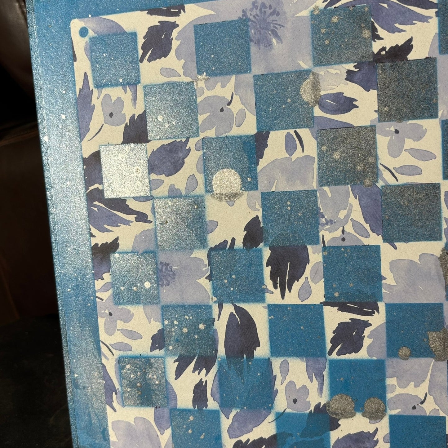 Blue Leaves - Scrapbook Chess Board