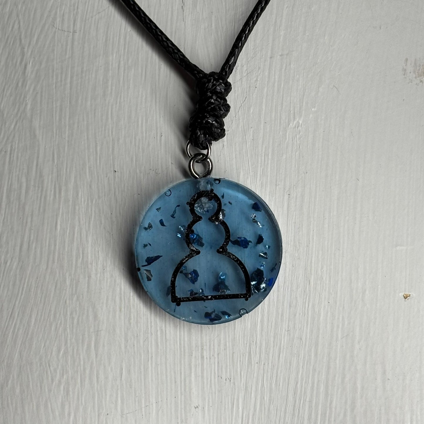 Translucent Blue Pawn - Handmade Resin Chess Necklace
