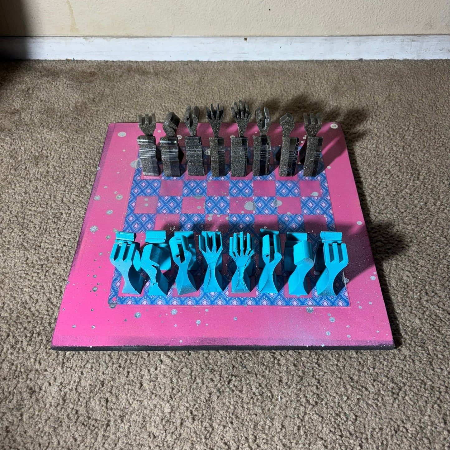 Pink Blue Hue - Large Deluxe Chess Set