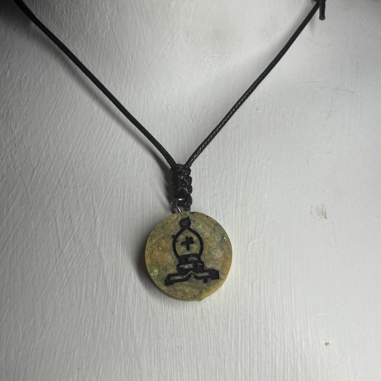 Classic Yellow/Brown Bishop - Handmade Resin Chess Necklace