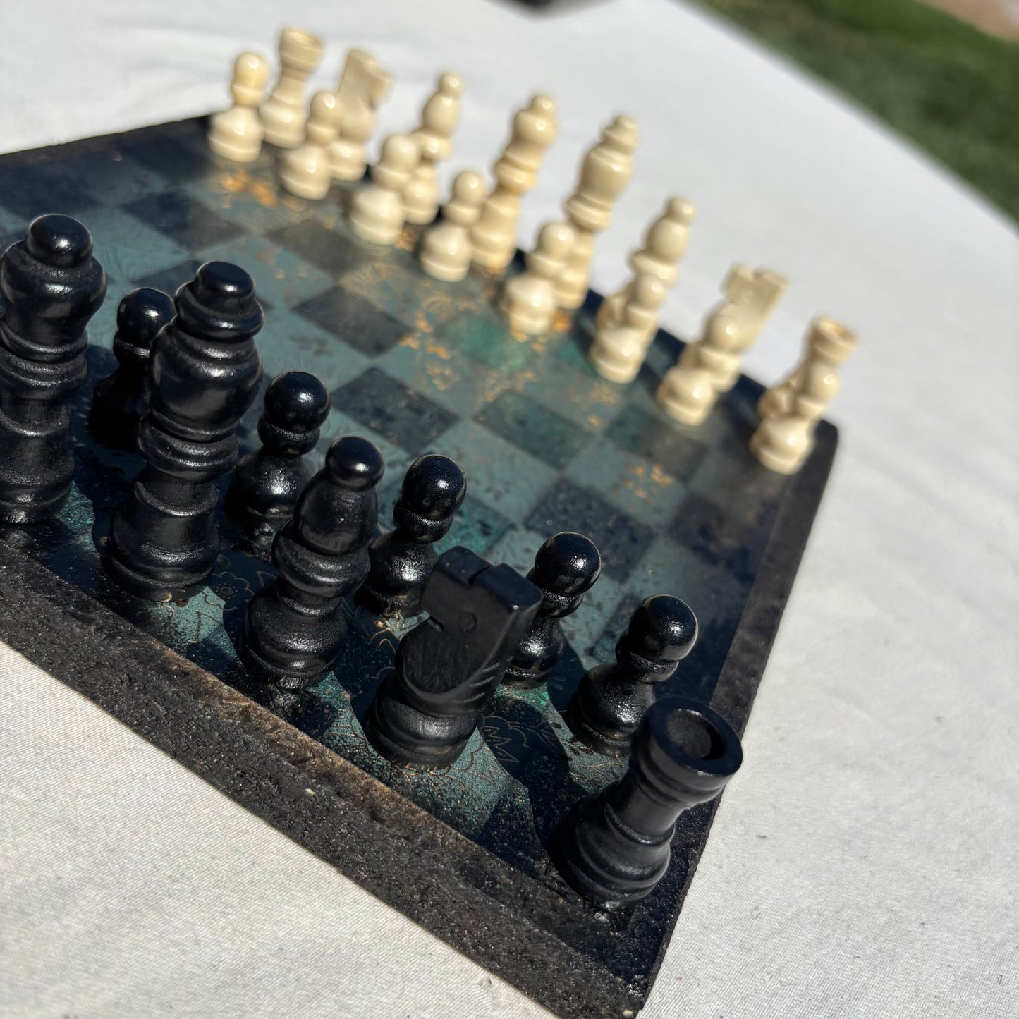 Sparkle Green Gold - Scrapbook Chess Set
