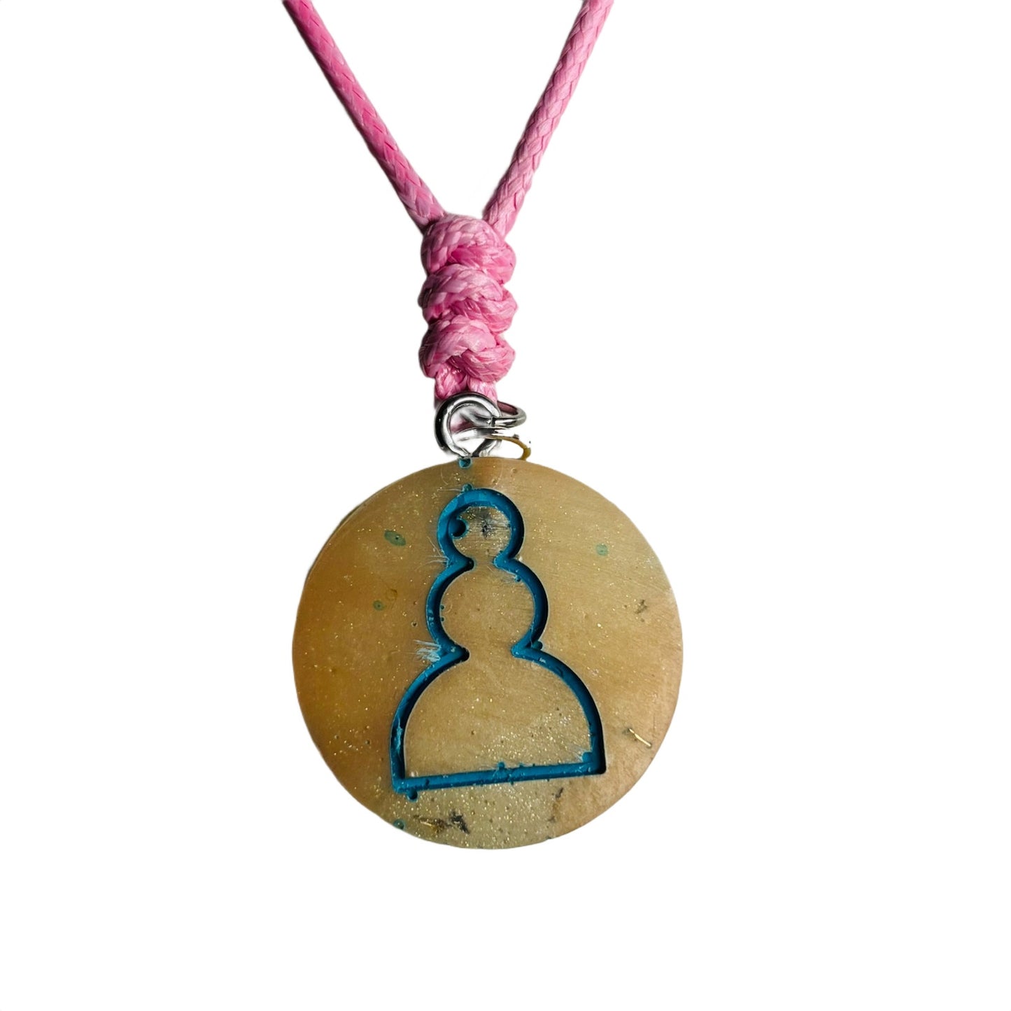 Pink Cream Pawn - Handmade Resin Chess Necklace