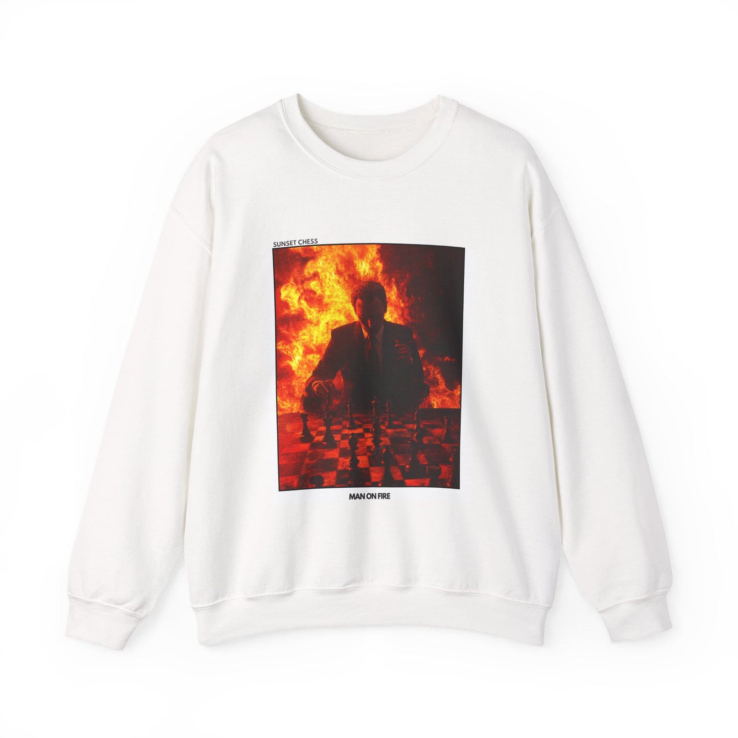 Man On Fire - White Chess Crewneck Sweater