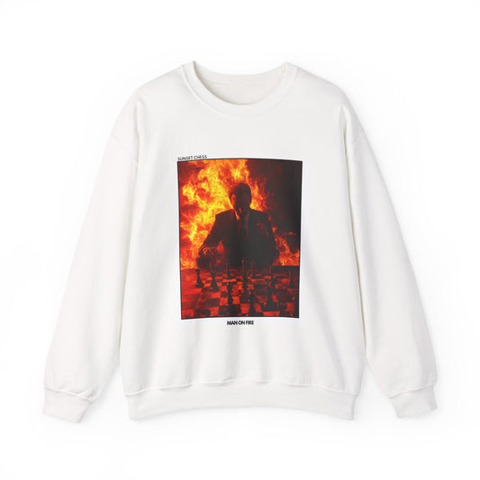 Man On Fire - White Chess Crewneck Sweater