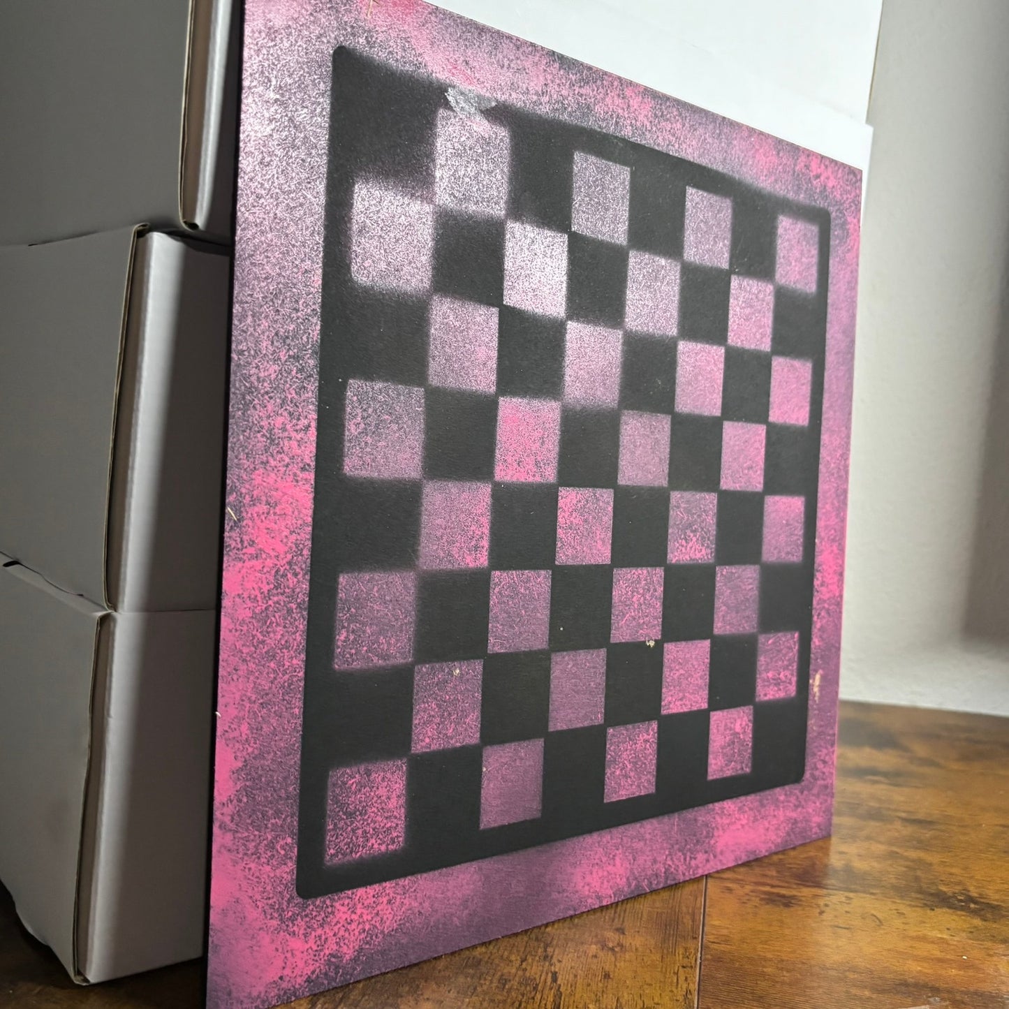 Pink & Black - Painted Chess Board