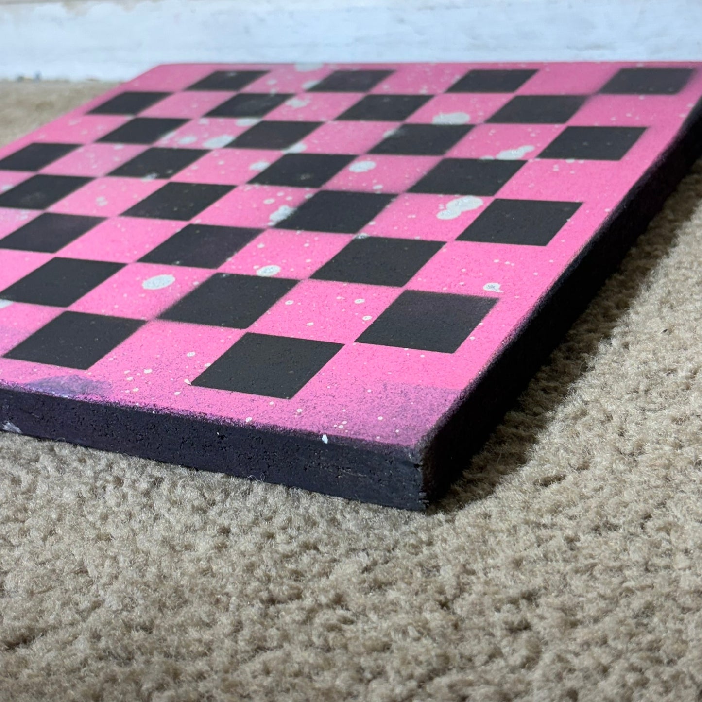 Pink Splatter - Painted Chess Board