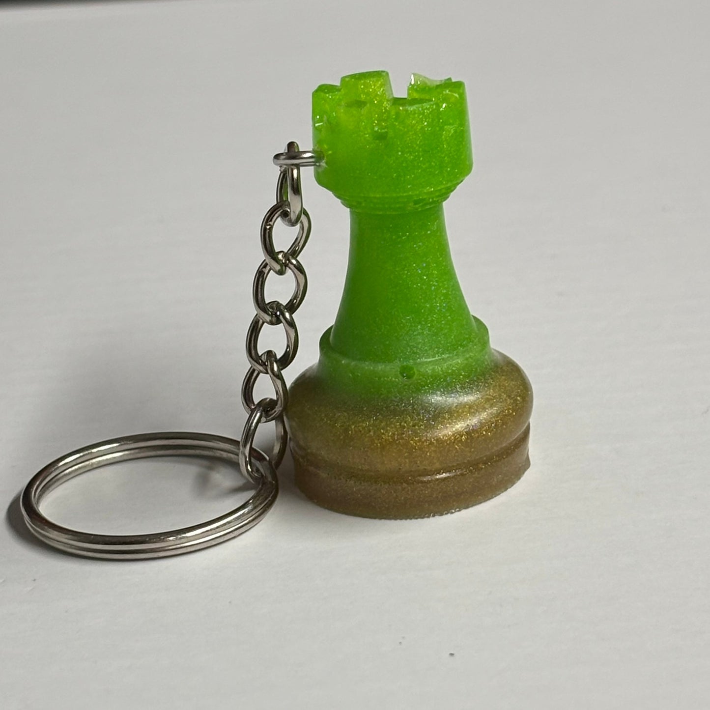 Simple Green Rook - Handmade Resin Keychain