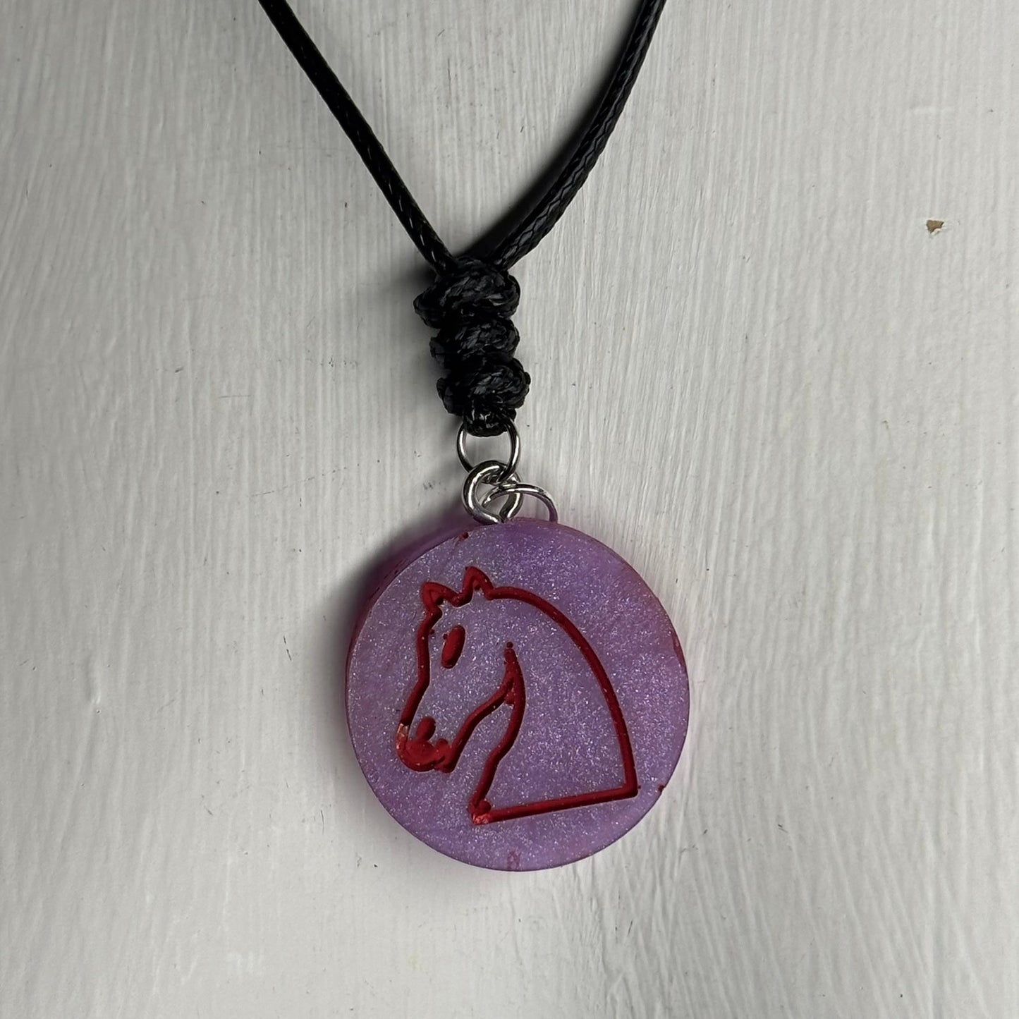 Purple Knight - Handmade Resin Chess Necklace