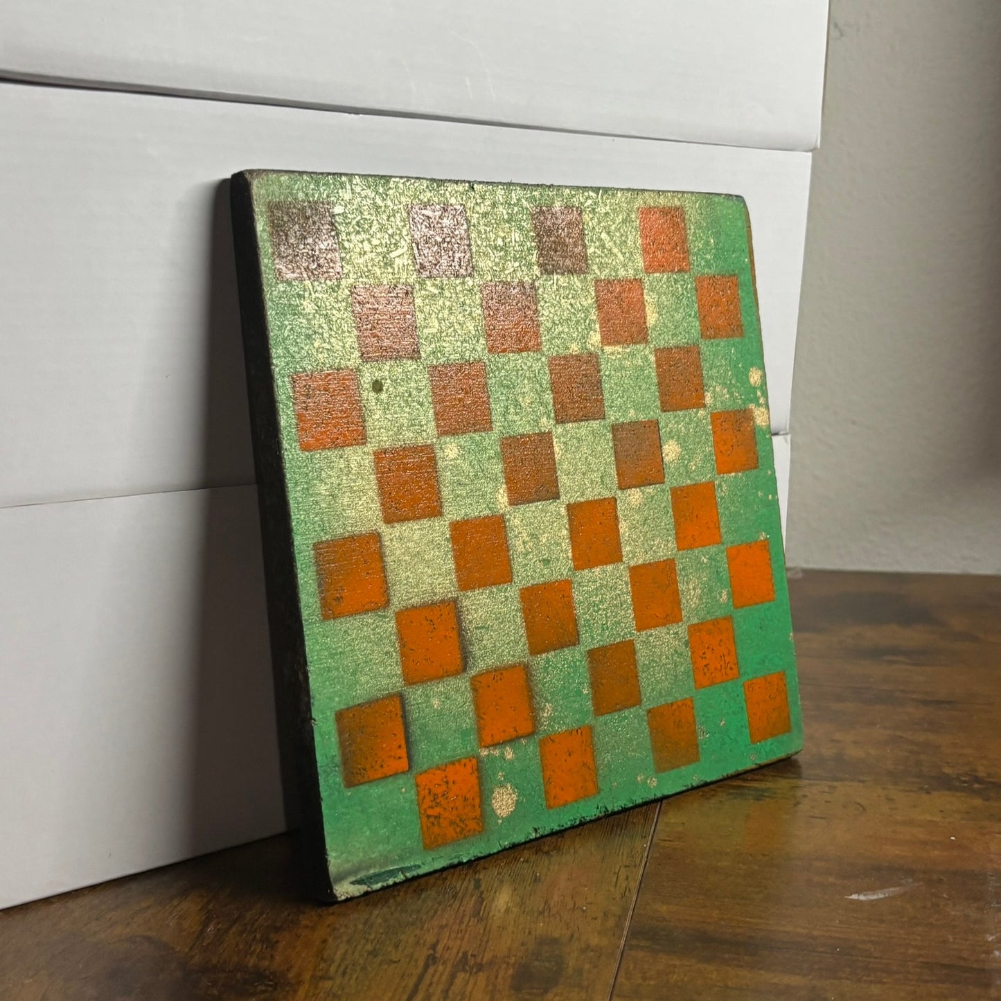 Golden Green Orange - Painted Double Sided Chess Board