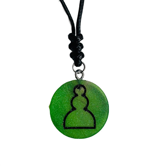 Green Pawn - Handmade Resin Chess Necklace